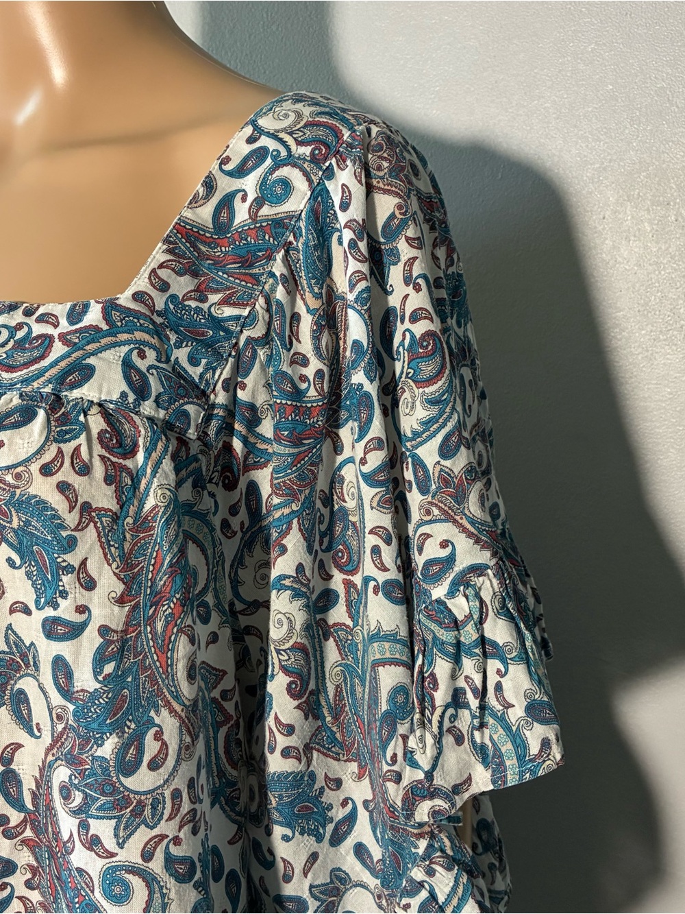 Terra&Sky Multicolor Women's Tunic Blouse 3X Pullover 100% Cotton Ruffle Detail - Picture 7 of 7